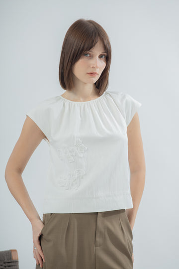 Textured Petals Blouse (Ivory)