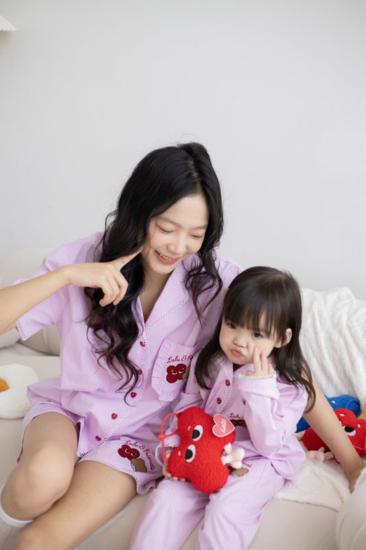 LULU Stripey Short Sleeve Pyjamas Set (Pink Stripes)