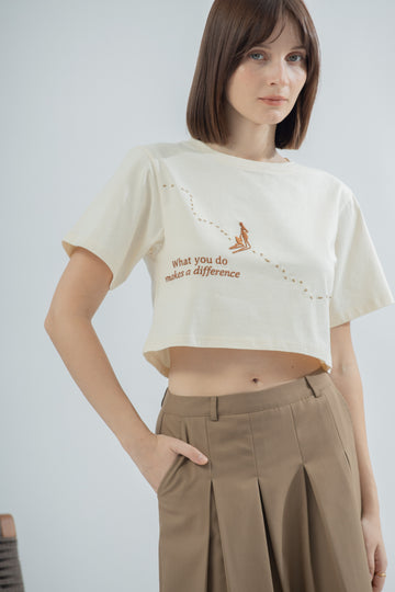 What You Do Makes Difference Crop Top (Beige)