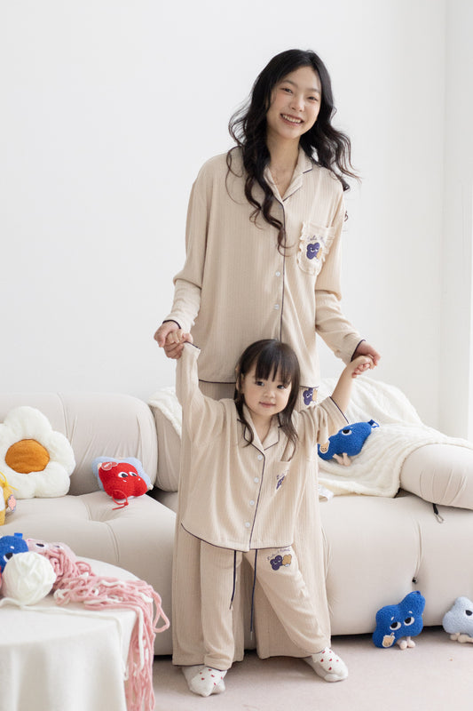 LULU Kids Drapey Long Sleeve Pyjamas Set (Beige Brown)