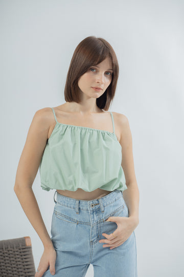 Puffy Spaghetti Strap Top (Pastel Green)
