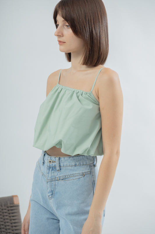 Puffy Spaghetti Strap Top (Pastel Green)