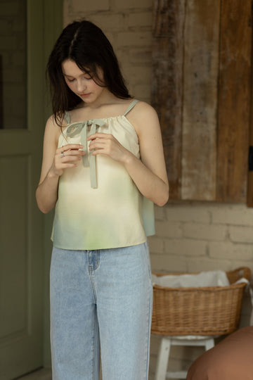 Ombré Gradient Ribbon Top (Green Gradient)