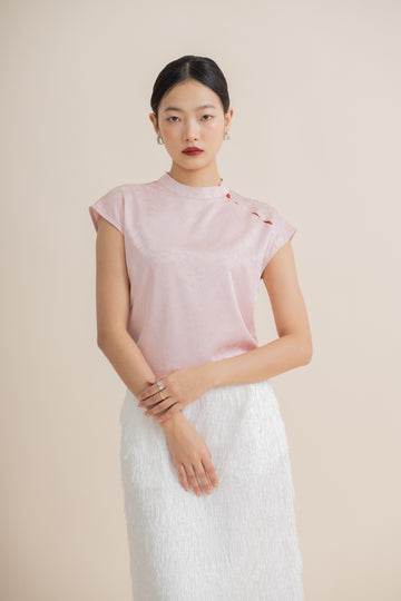 Damask Silky Cheongsam Top (Pink)