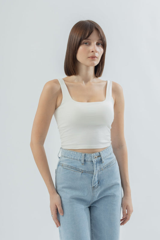 Cotton Padded Square Neck Top