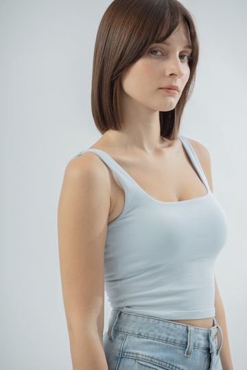 Cotton Padded Square Neck Top