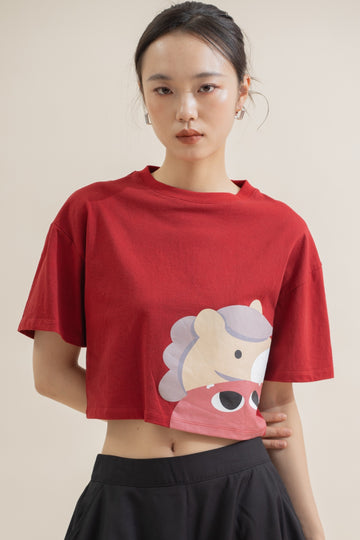 LULU Lion Dance Crop Tee (Red)