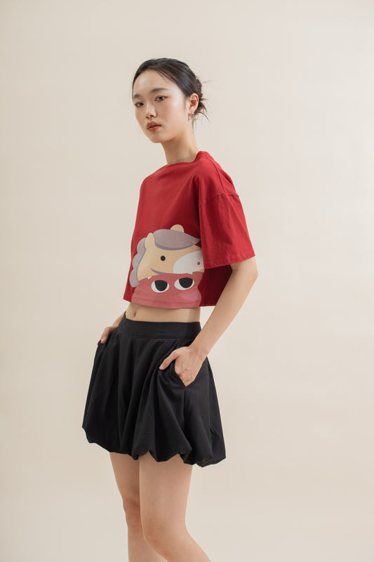 LULU Lion Dance Crop Tee (Red)