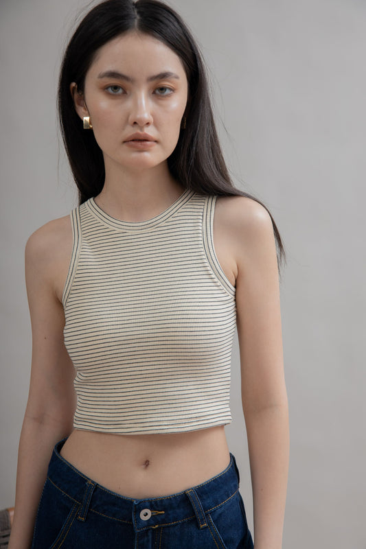 Ribbed Sleeveless Bra Top (Stripes)