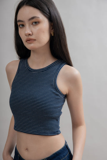 Ribbed Sleeveless Bra Top (Stripes)