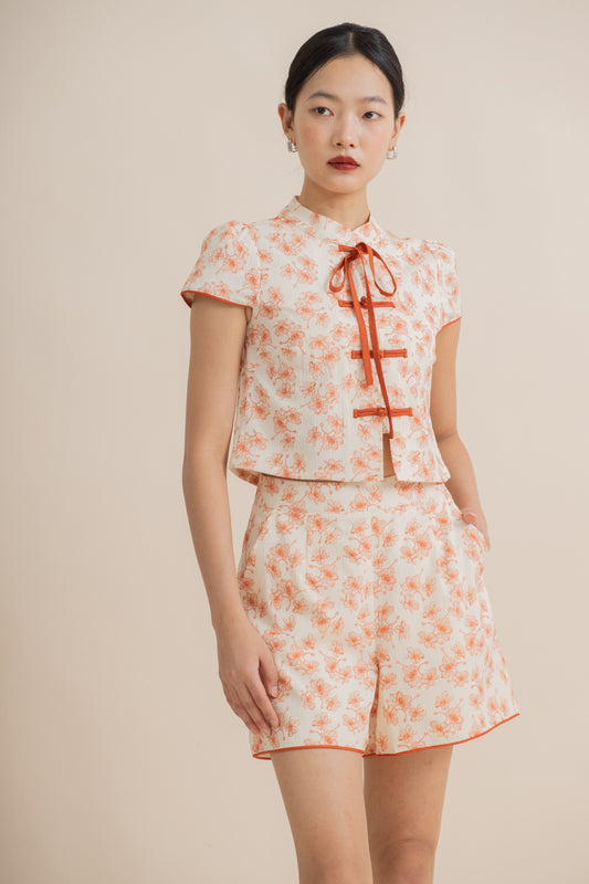 Mandarin Botanic Pockets Shorts (Beige)