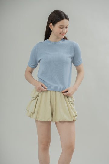Round Neck Classic Knit Top (Blue)