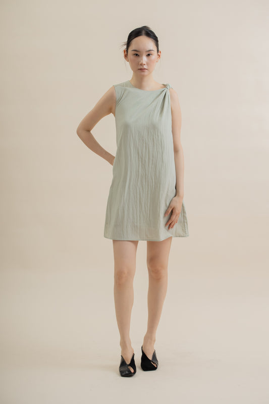 Shoulder Knot Sleeveless Dress (Pastel Green)