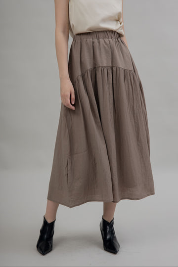 Adeline Flare Maxi Skirt (Khaki)