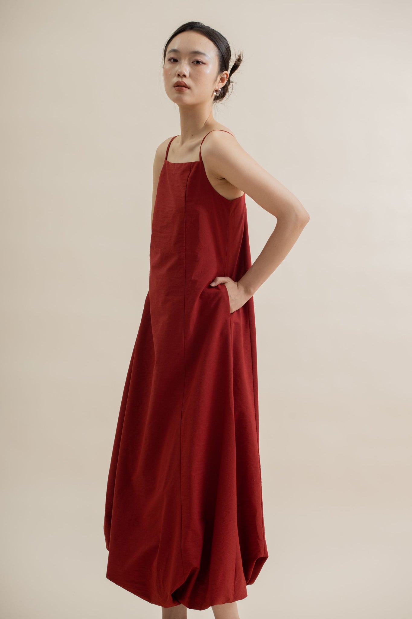 Strappy Balloon Dress (Red)