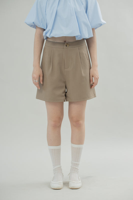 Rowan Front Pleated Shorts (Khaki)