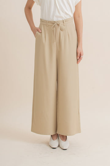 Drapey Ribbon Tie Trousers (Khaki)