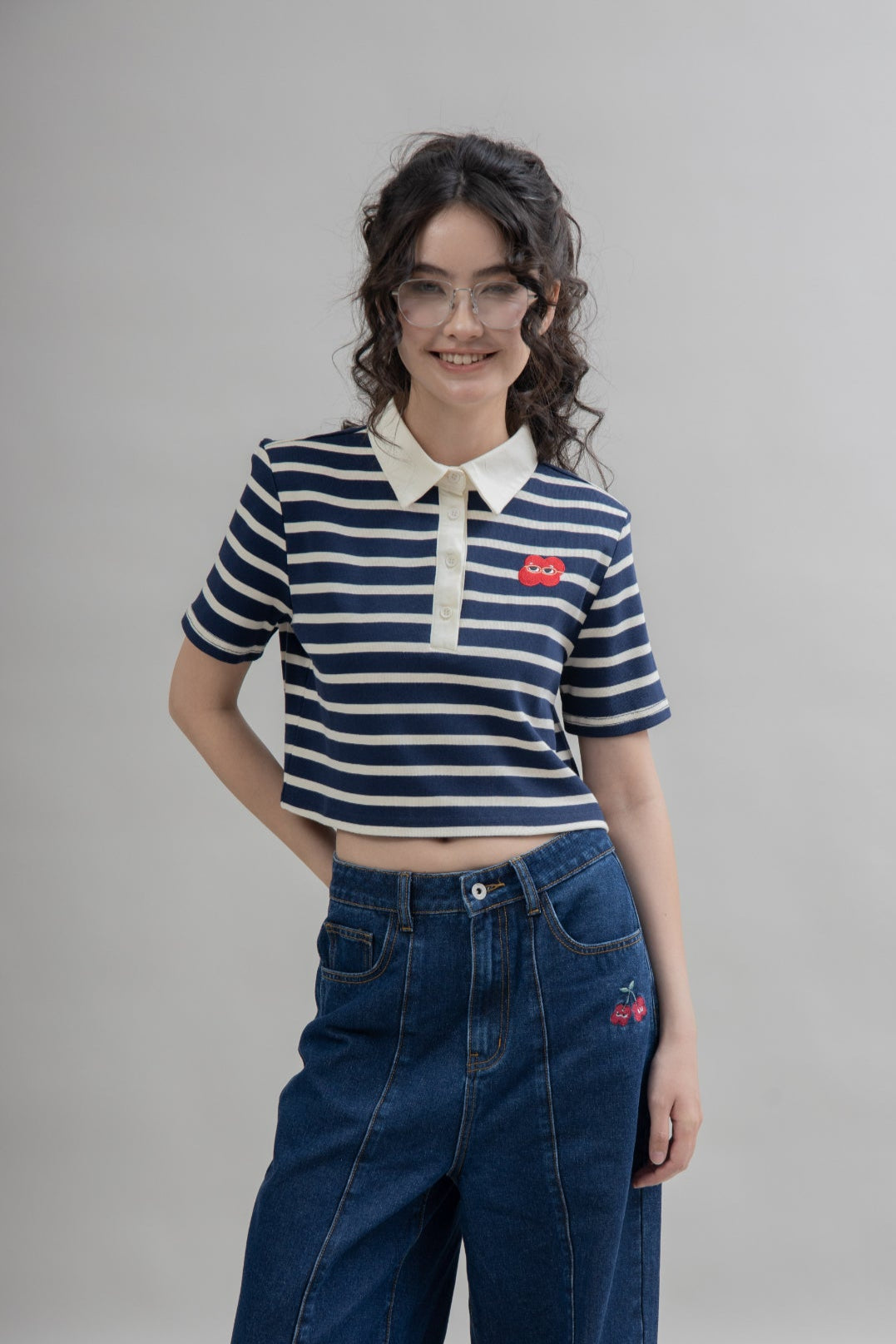 LULU Stripes Collar Top (Blue Stripes)