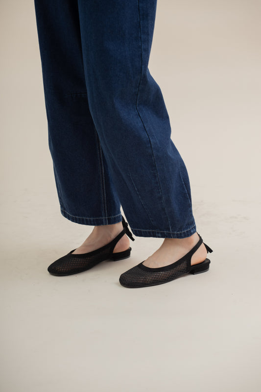 Lace Mesh Slingback Ballet Flat (Black Lace)