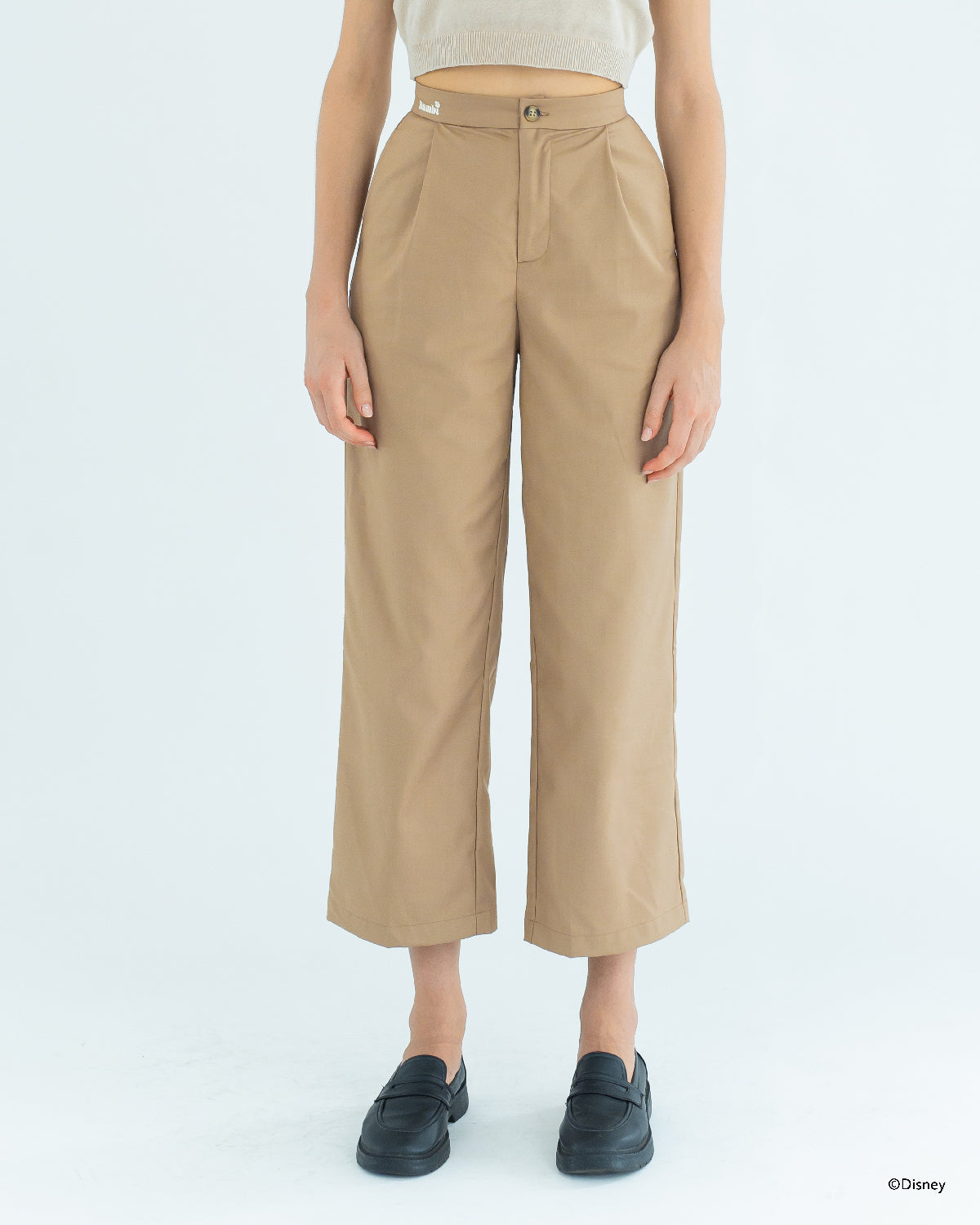 Bambi Waist Embroidery and Pocket Pants (Light Brown)