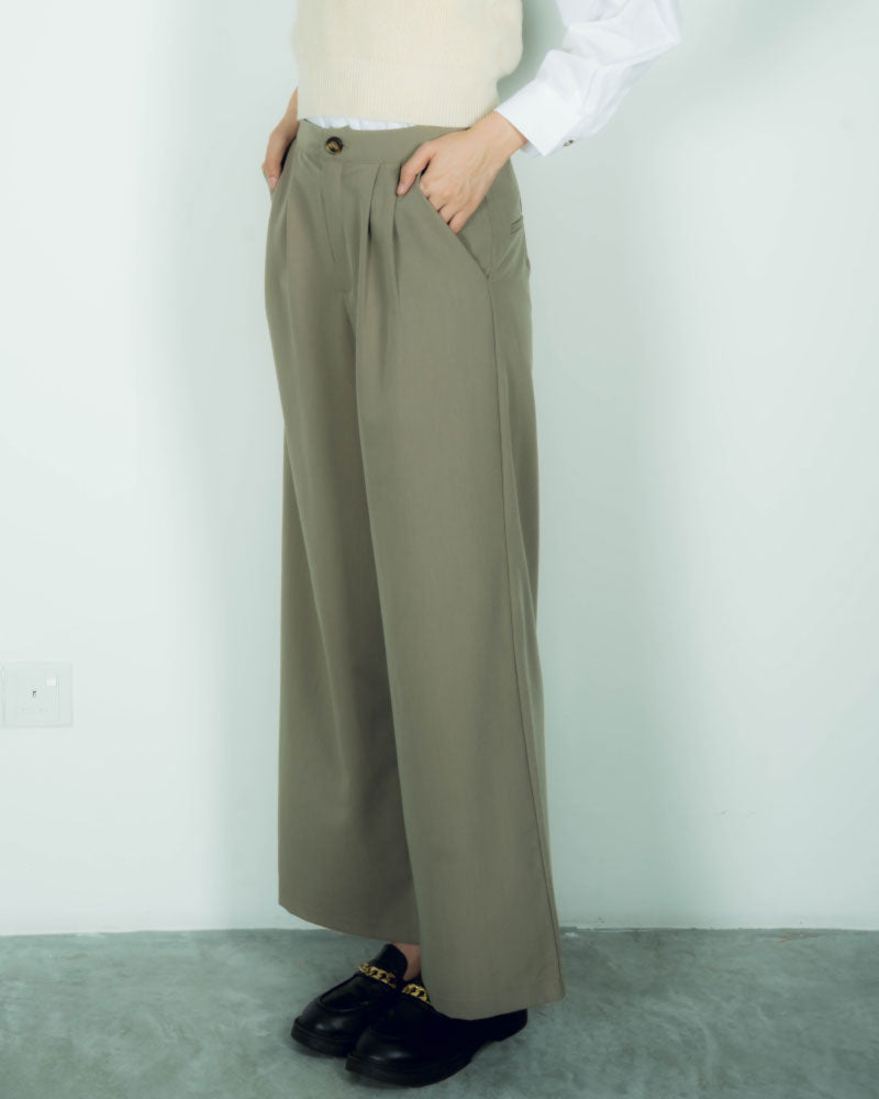 Lena Straight Cut Trousers (Khaki)