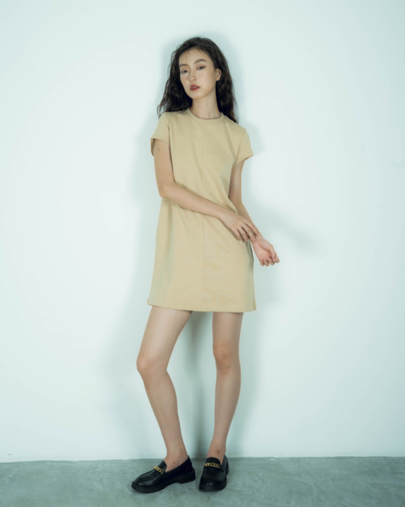 Cutline Short Sleeve Dress (Khaki)