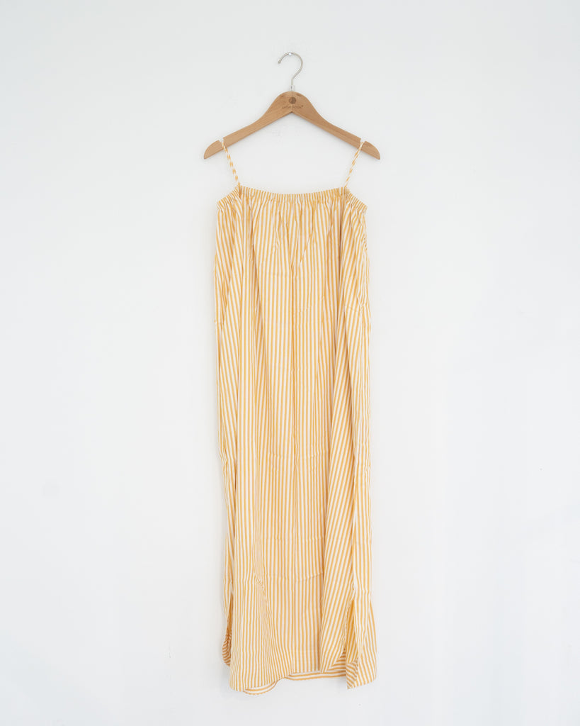 Pinstripe Maxi Dress (Yellow)