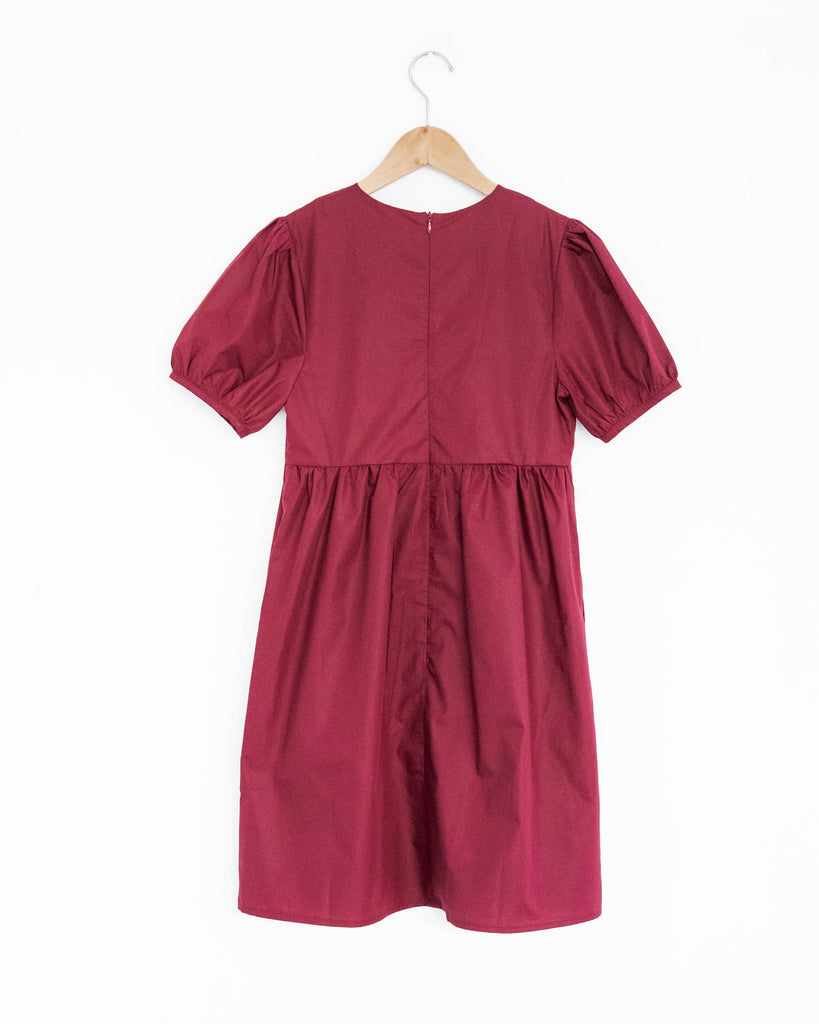 Anna Front Pleated Midi Dress (Red)_Back