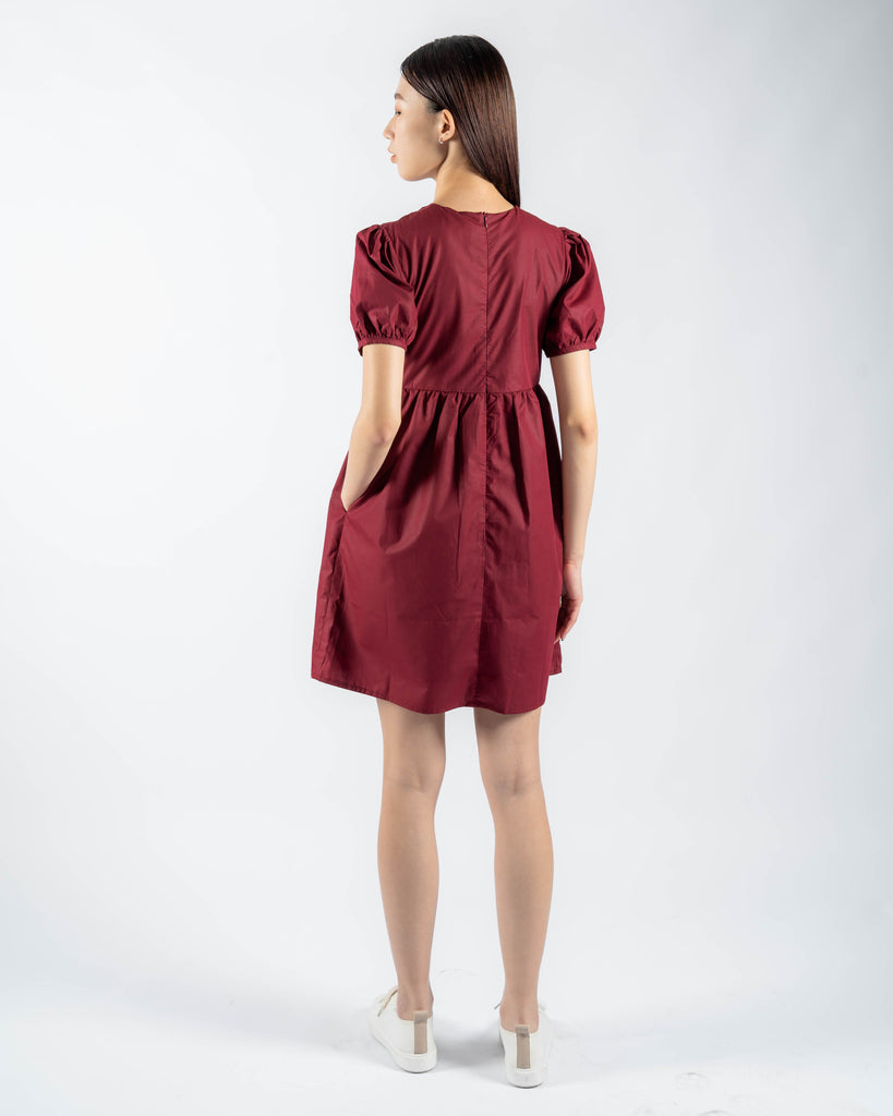 Anna Front Pleated Midi Dress (Red)