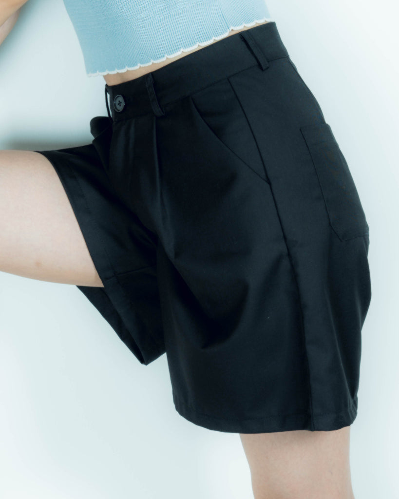 Joan Button Tailored Shorts (Black)