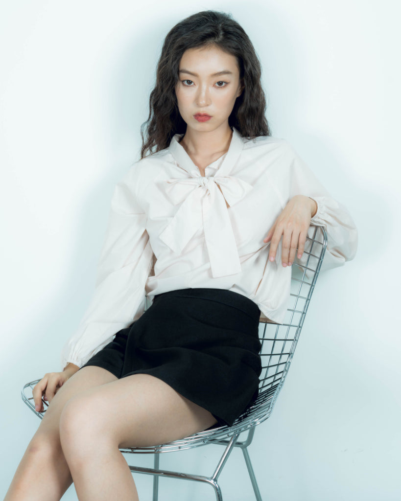 Elna Long Sleeve Two-Way Blouse (Cream)