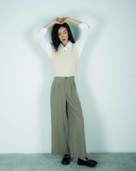 Lena Straight Cut Trousers (Khaki)