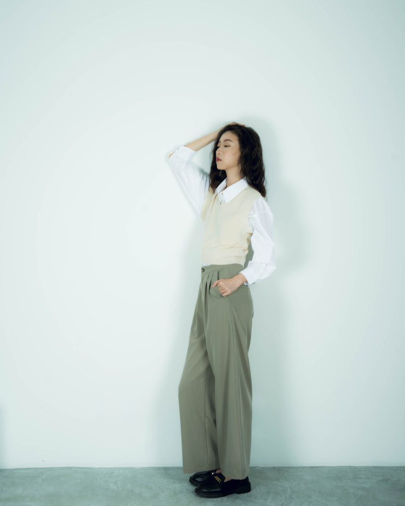 Lena Straight Cut Trousers (Khaki)