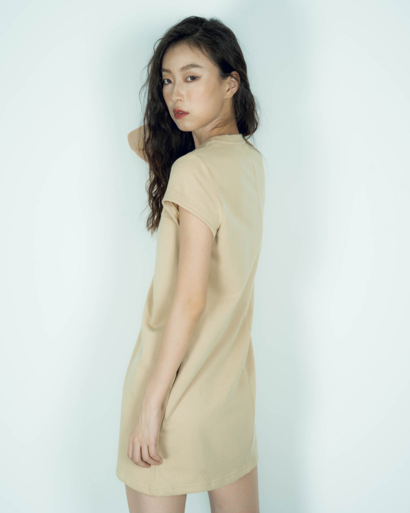 Cutline Short Sleeve Dress (Khaki)