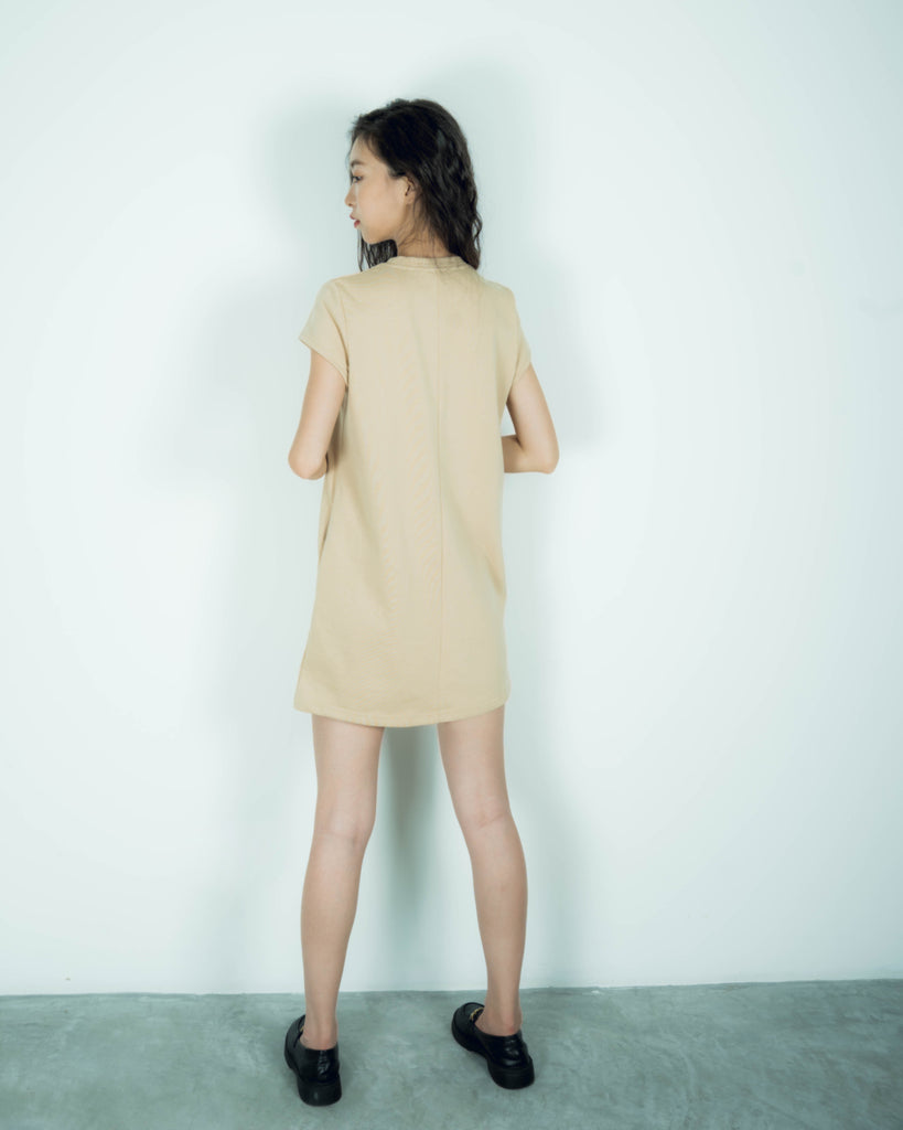 Cutline Short Sleeve Dress (Khaki)
