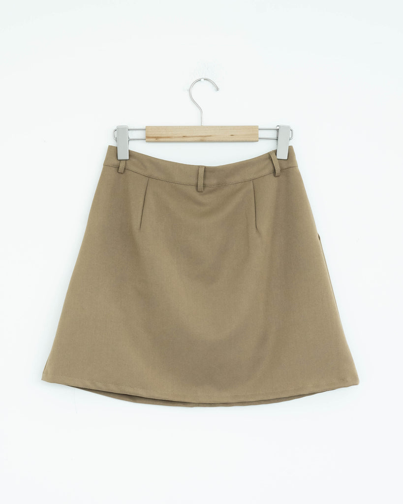 Haynes A Line Skirt (Mini Length) (Khaki)
