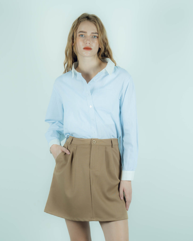Haynes A Line Skirt (Mini Length) (Khaki)