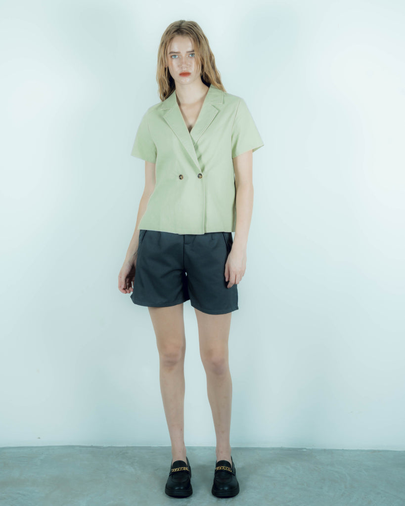 Casual Notch Collar Linen Blazer (Ash Green)