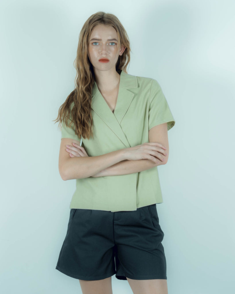 Casual Notch Collar Linen Blazer (Ash Green)