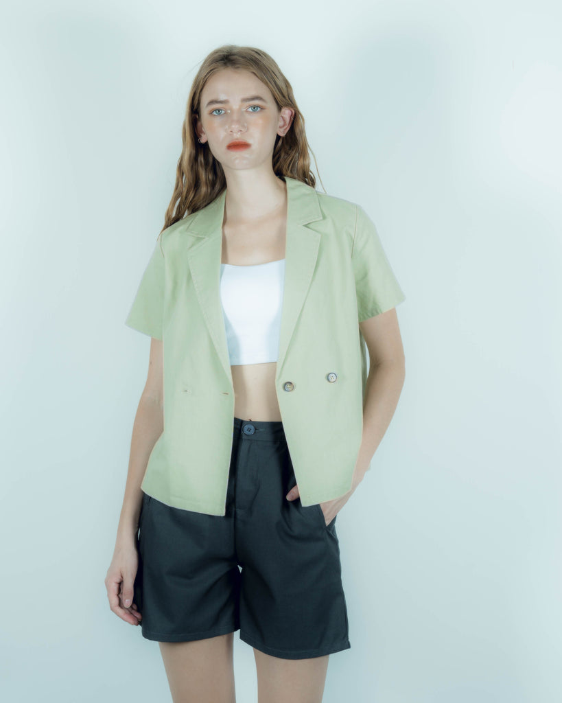 Casual Notch Collar Linen Blazer (Ash Green)
