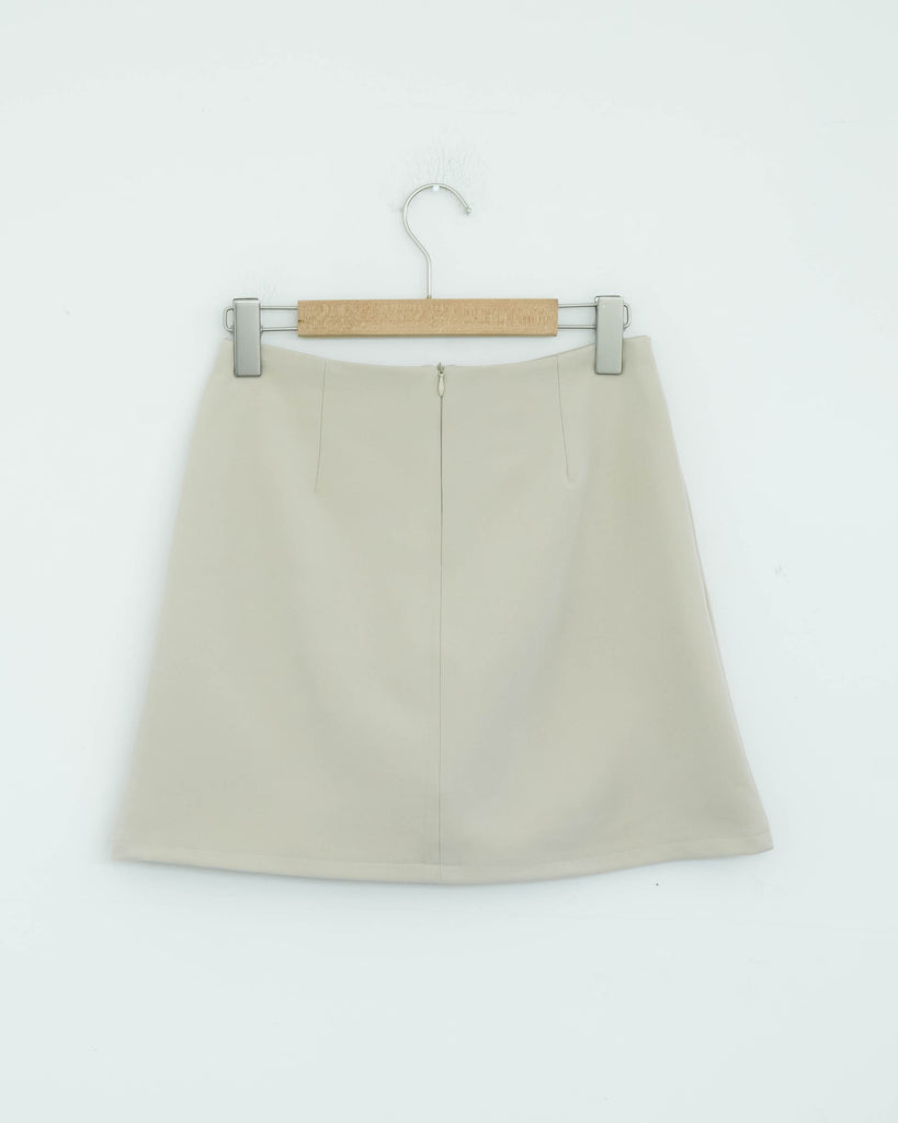 Front Button Wrap Skirt (Bone)
