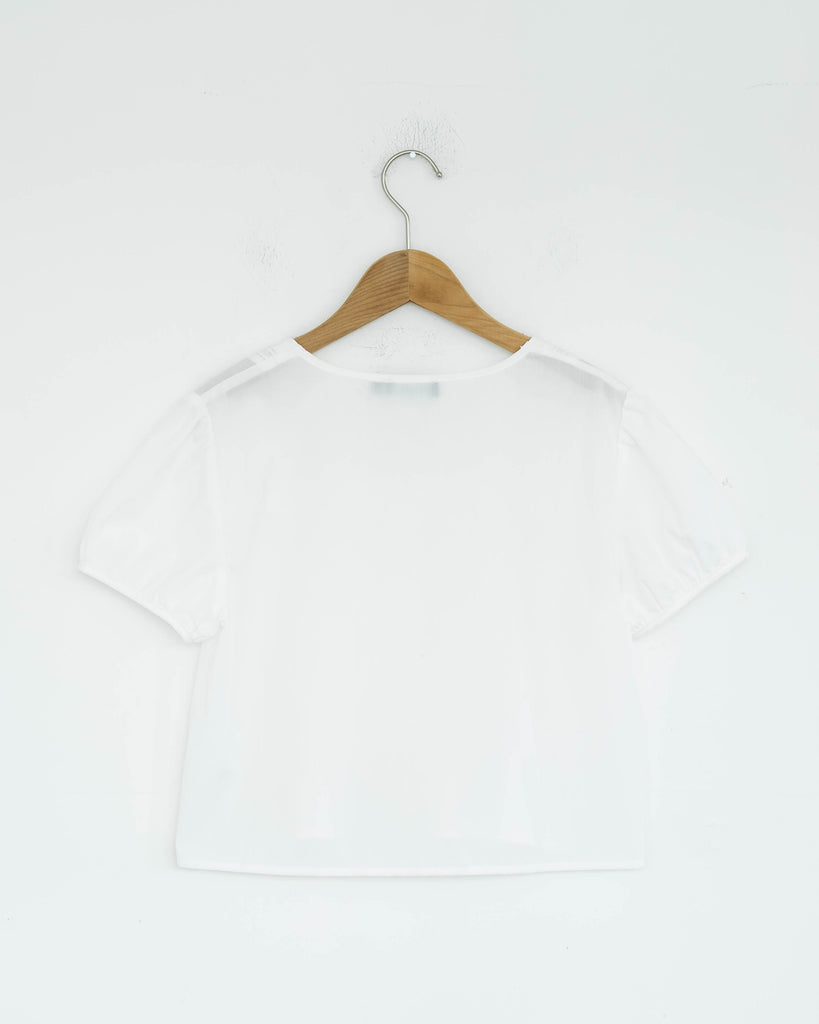 Square Neck Pintucks Top (White)