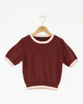 Contrast Trim Knit Top (Red)_Front