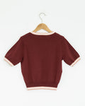 Contrast Trim Knit Top (Red)_Back