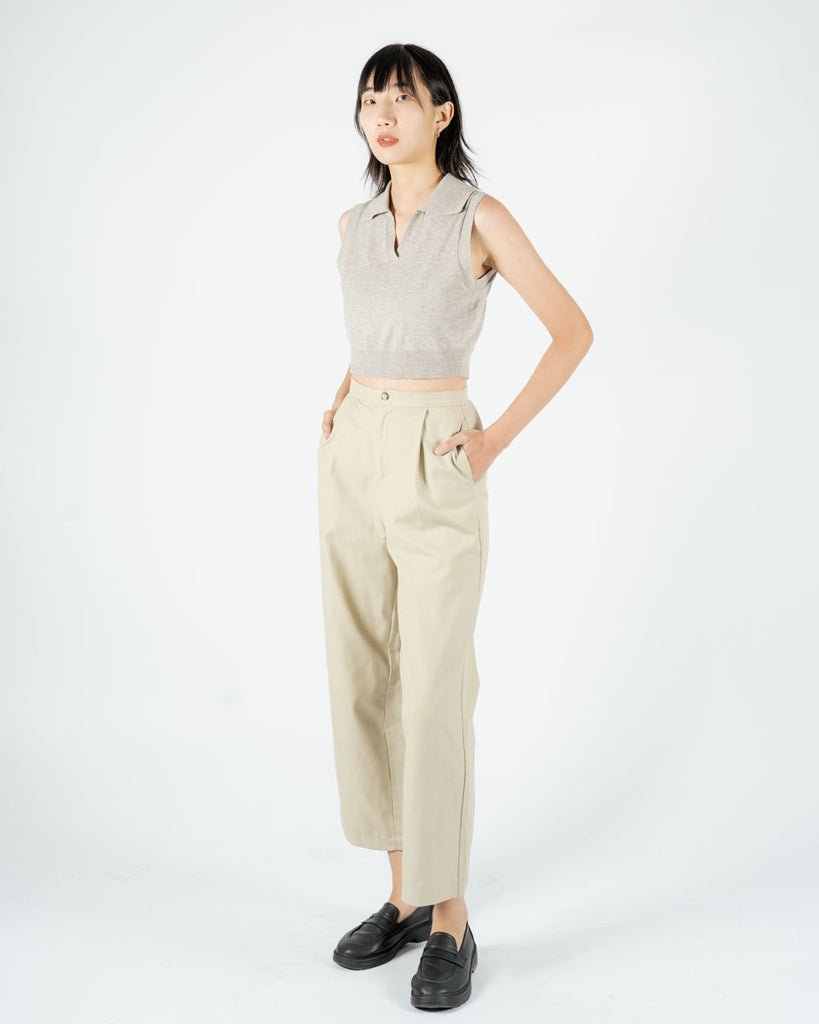 Kacy Straight Cut Pants (Light Beige)