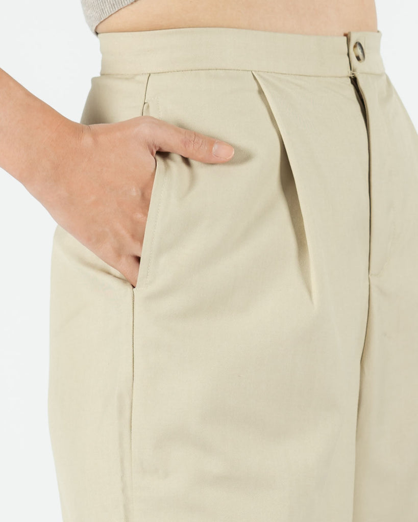 Kacy Straight Cut Pants (Light Beige)