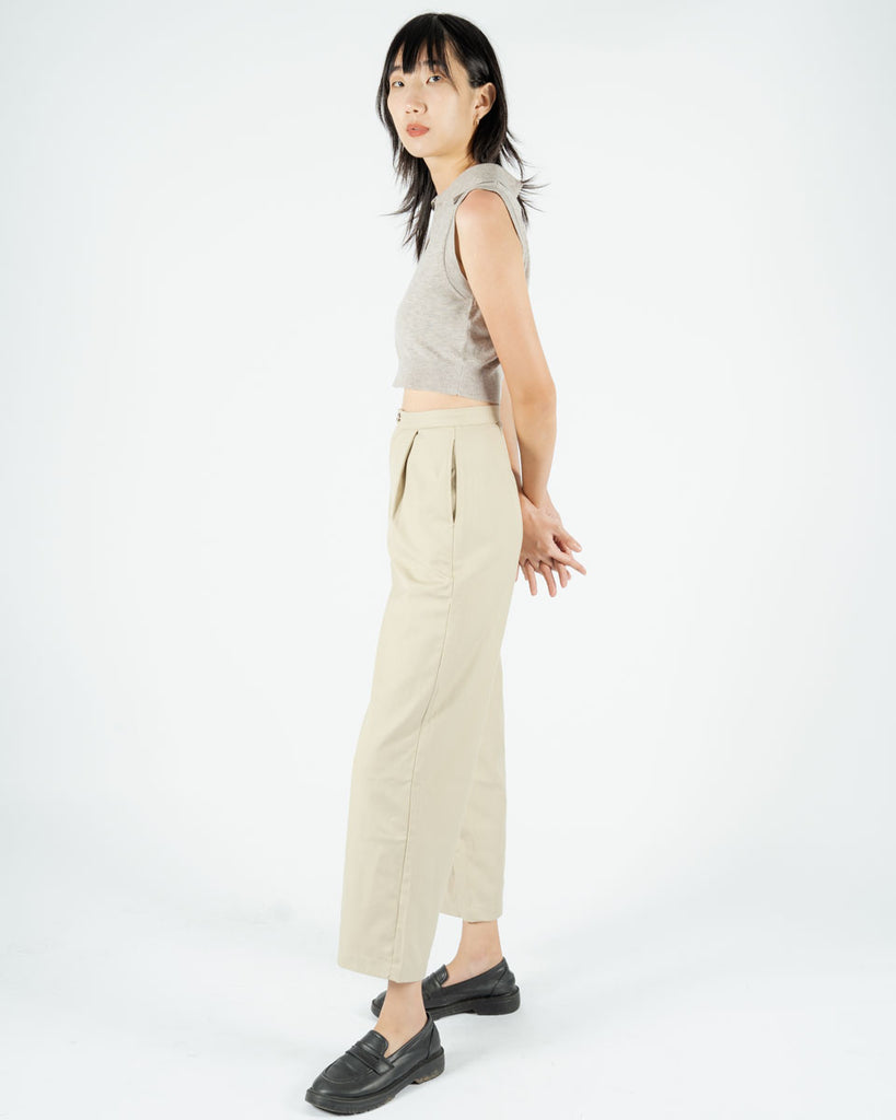Kacy Straight Cut Pants (Light Beige)