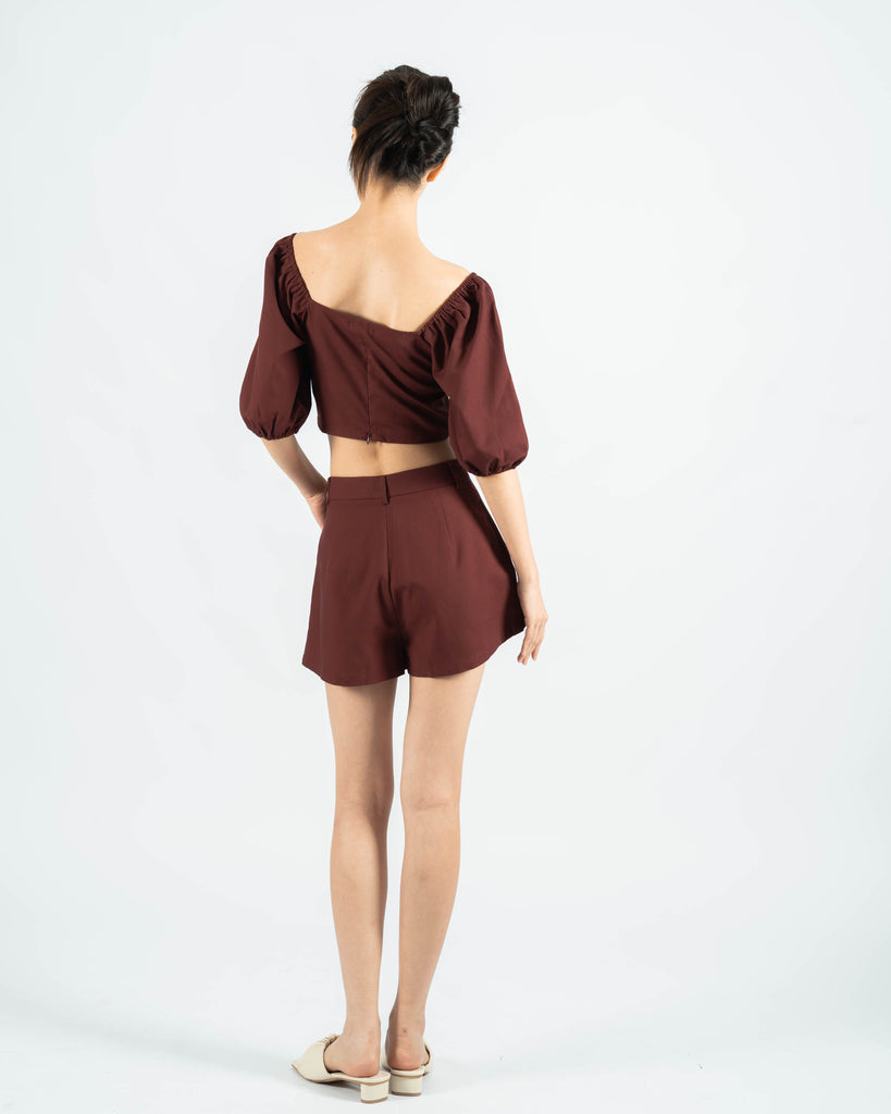 Puff Sleeve Square Neck Top (Red)