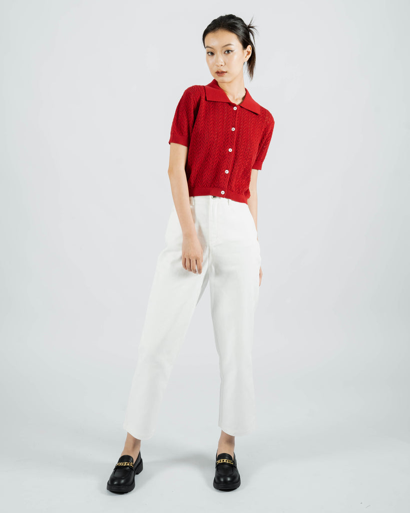 Chris Short Sleeve Knit Top (Red)