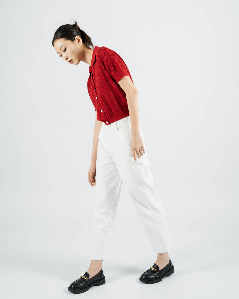 Chris Short Sleeve Knit Top (Red)